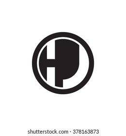 HJ initial letters circle monogram logo