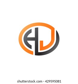 HJ initial letters looping linked ellipse logo orange black