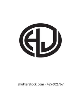 HJ initial letters looping linked ellipse monogram logo