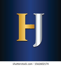 hj Initial logo Capital Letters Gold and silver colors