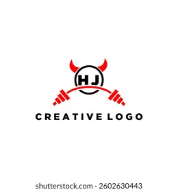 HJ initial monogram for fitnes or gym logo with devil style design