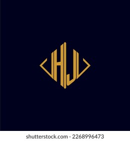 HJ initial monogram square logo design ideas