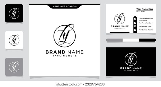 HJ initial signature logo. handwriting logo template vector HJ