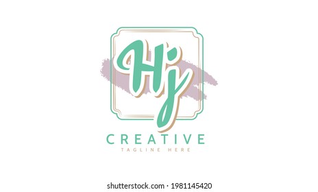HJ Initials, handwriting logo vector
