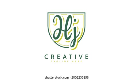 HJ Initials, handwriting logo vector