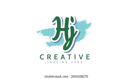 HJ Initials, handwriting logo vector