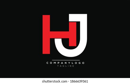 Diseño del logotipo del alfabeto de texto en letra monográfica de las iniciales de HJ