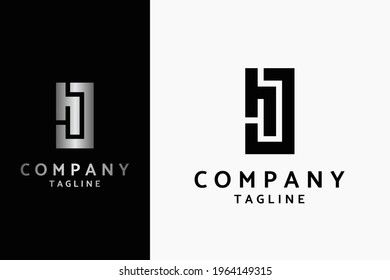 HJ letter initial logo with silver gradient color. Simple elegant logo design. Suitable for any business. Editable vector