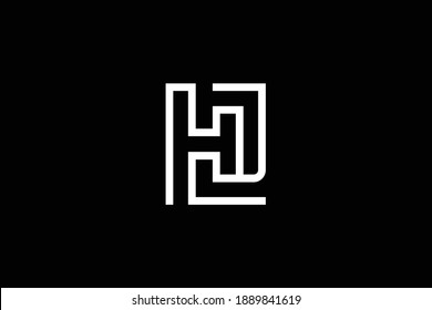 HJ letter logo design on luxury background. JH monogram initials letter logo concept. HJ icon design. JH elegant and Professional white color letter icon design on black background.