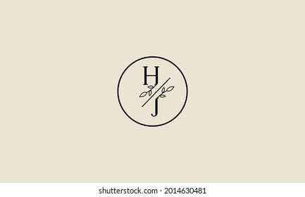 HJ letters Botanical feminine logo template floral, editable premade monoline logo suitable, Luxury feminine wedding branding, corporate.
