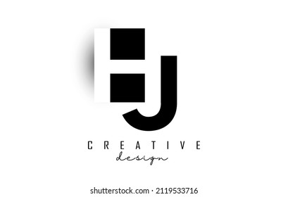 HJ letters Logo with negative space design. Vector illustration with with geometric typography. Creative icon with letters.