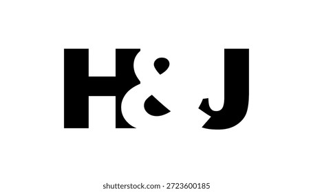Diseño del logotipo de HJ en estilo audaz. Símbolo de identidad blanco y negro. Emblema de tipografía moderna. Icono de marca Corporativa. Mínima Plantilla de negocio.