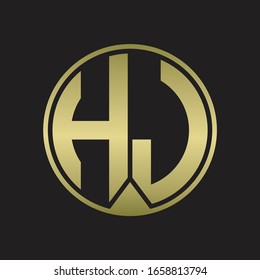 HJ Logo monogram circle with piece ribbon style on gold colors