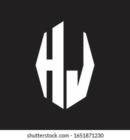 Monograma del logotipo HJ con plantilla de diseño de estilo de cinta octagonal