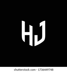 hj logo monogram with shield shape design template