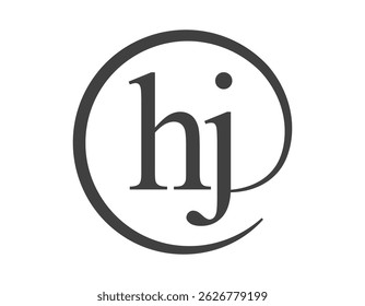 HJ logo from two letter with circle shape email sign style. H and J round logotype of business company for brand identity.
