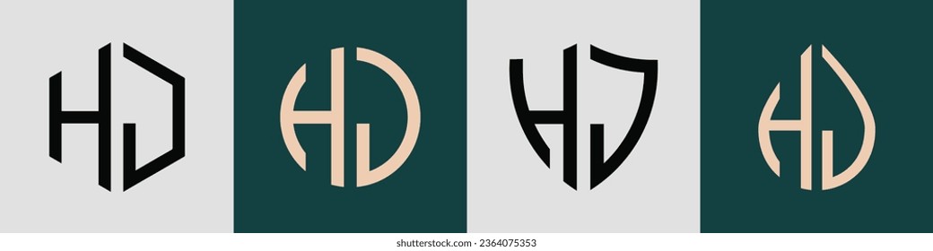 Paquete vectorial de diseño de logotipo de letras iniciales de HJ moderno. Será adecuado para qué empresa o nombre de marca inician esas iniciales.