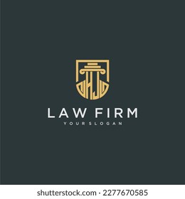 Monograma de HJ inicial para ideas de logo de abogados con diseño de estilo de polígono creativo