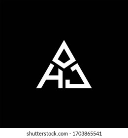 HJ monogram logo with 3 pieces shape isolated on triangle design template
