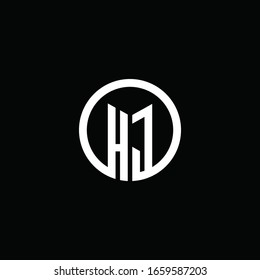 Logotipo monograma HJ aislado con un círculo giratorio