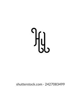 HJ simple curved concept initial logo design black and white background