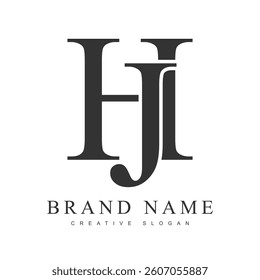 HJ trendy logotype template. Initial letter h and j classic font style. Creative logo for company name or identity. Vector illustration.