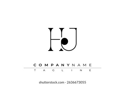 HJ Typography Logo Design. Stylish monogram design depiction featuring the letters H and J combined in an artistic signature style, delivering a unique and creative visual representation.