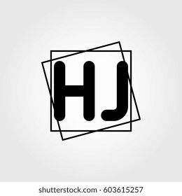 hj uppercase initials square frame business logo