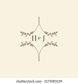 HJ wedding initial logo letters in high quality professional design that will print well across any print media