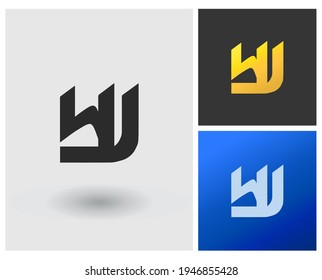 HJ WJ Creative logo in Gradient modern monogram with square apps template idea