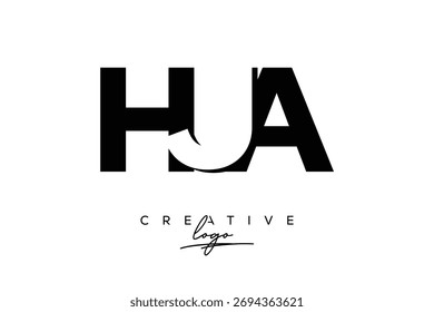 HJA Creative Minimalist Negative Space Latter Logo with Modern Monogram for Branding and Business Lettermark Logo with Initial Letters Logo Design for Branding.