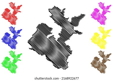 Hjelmsoya island (Kingdom of Norway) map vector illustration, scribble sketch Hjelmsoya map