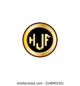 HJF Three letter logo design with gold color circle