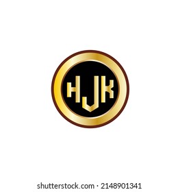 HJK Three letter logo design with gold color circle