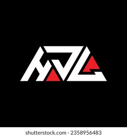 HJM triangle letter logo design with triangle shape. HJM triangle logo design monogram. HJM triangle vector logo template with red color. HJM triangular logo Simple, Elegant, and Luxurious design.