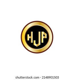 Diseño de logotipo de tres letras con círculo de color dorado