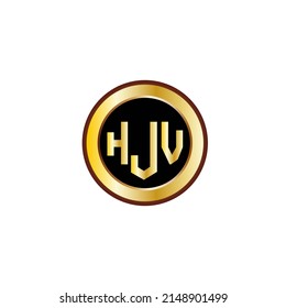 HJV Three letter logo design with gold color circle