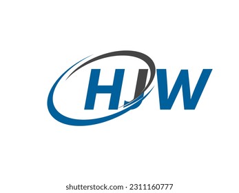 Letra HJW diseño creativo elegante del logo de swoosh
