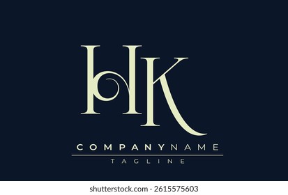 HK abstract Logo. Elegantly Designed Minimalist Monogram Logo with Stylish Lettering. Sophisticated and sleek minimalist monogram showcasing unique lettering design.