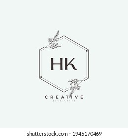HK Beauty vector initial logo art, handwriting logo of initial signature, wedding, fashion, jewerly, boutique, floral and botanical with creative template for any company or business.