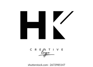 Hk Creative Minimalist Negative Space Latter Logo com Monograma Moderno para Marca e Logotipo de Marca Comercial com Cartas Iniciais Design de Logotipo para Marca.