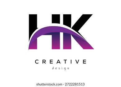 HK Creativo y moderno diseño de logotipo de letra con creativo púrpura Onda Abstractas último concepto de logotipo.