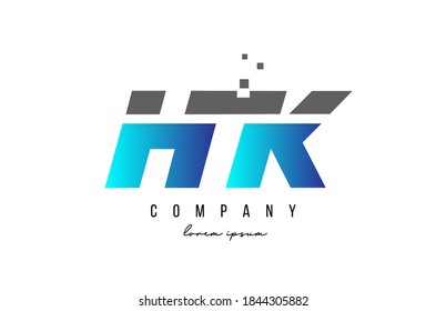 HK H K alphabet letter logo combination in blue and grey color. Creative icon design for business