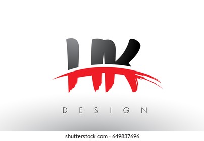 HK H K Brush Logo Letters Design with Red and Black Colors and Brush Letter Concept.