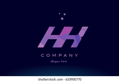 hk h k polygon polygonal letter alphabet text pink purple dots creative company logo vector icon design template