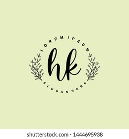 HK Initial beauty floral logo template