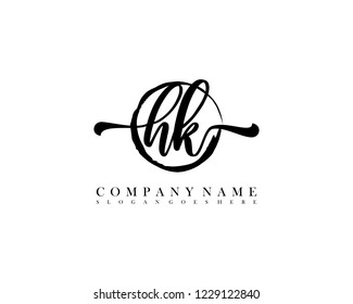 HK initial handwriting logo circle template vector