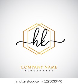 HK Initial Handwriting logo template vector