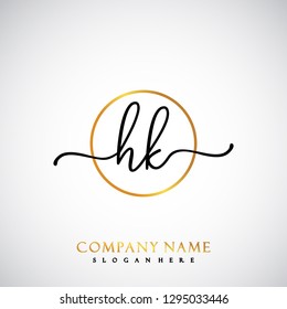 HK Initial Handwriting logo template vector