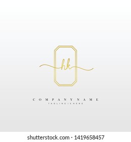 HK initial handwriting logo template vector